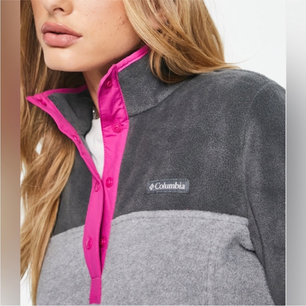 Columbia Charcoal Gray & Magenta Half-Snap Fleece Pullover (L) - Picture 3 of 9
